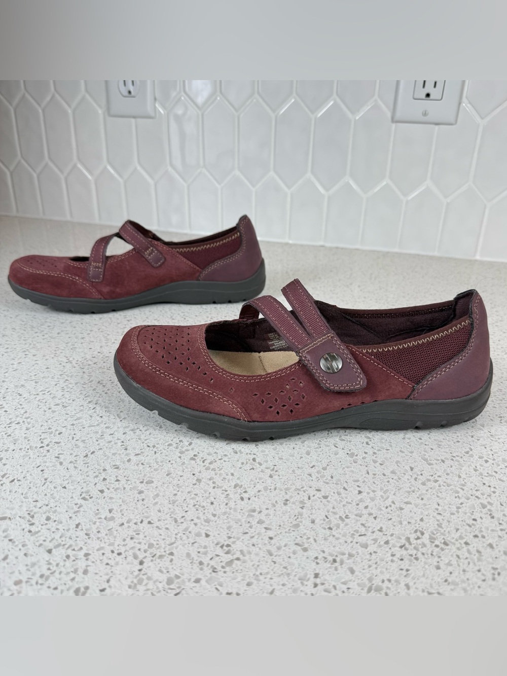 Earth Spirit Comfort Mary Jane Burgundy Merlot Gelron Cushion Women’s Size 7